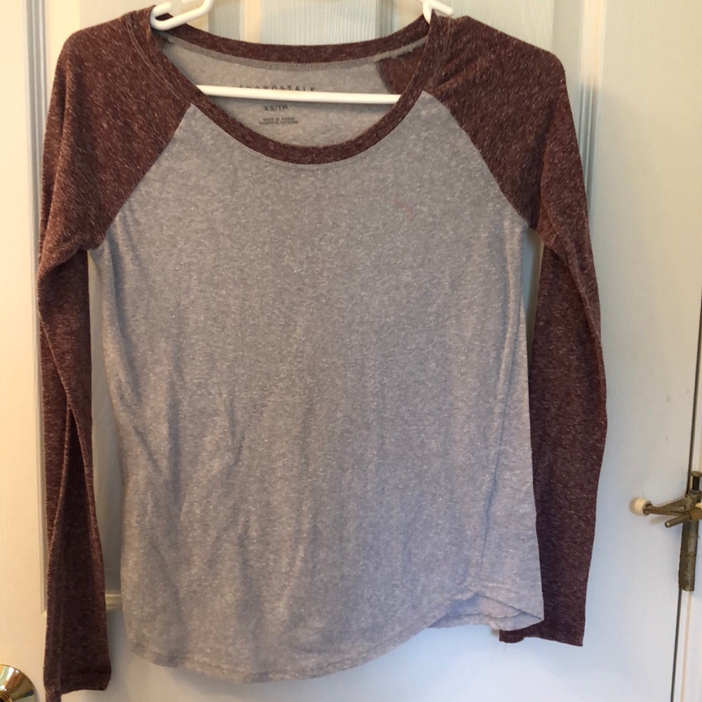Aeropostale Maroon and Grey Shirt